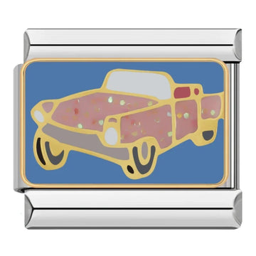 Pink Convertible Italian Silver Charm