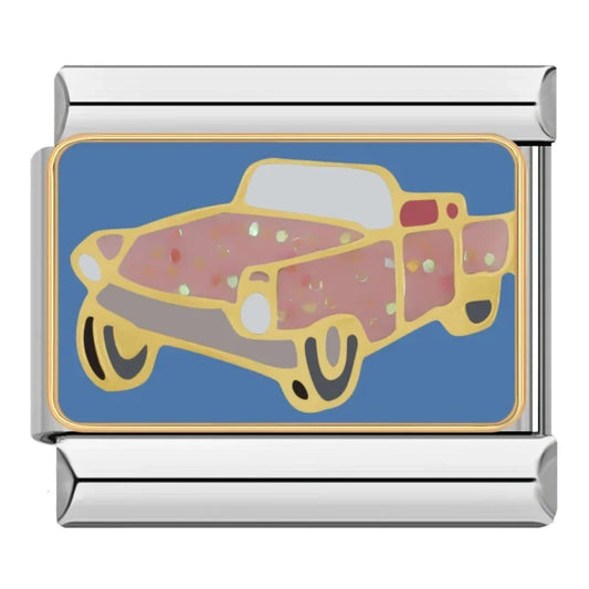 Pink Convertible Italian Silver Charm