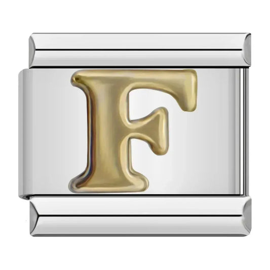Alphabet Letter F Italian Silver Charm