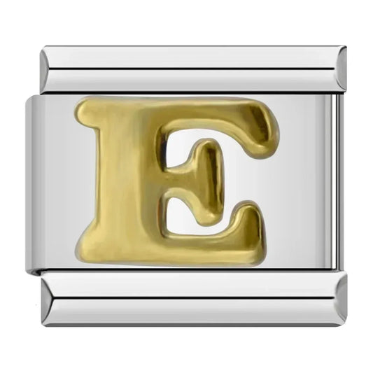 Alphabet Letter E Italian Silver Charm