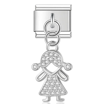 Crystal Girl v6 Italian Dangle Sliver Charm