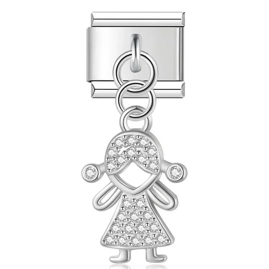 Crystal Girl v6 Italian Dangle Sliver Charm