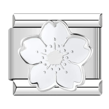 White Flower Italian Silver Charm