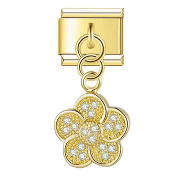 Flower v1 Italian Dangle Gold Charm