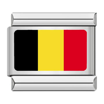 Belgium Country Flag Italian Silver Charm