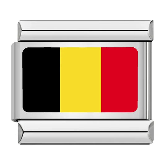Belgium Country Flag Italian Silver Charm
