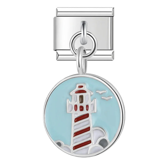 Lighthouse Italian Dangle Silver Charm