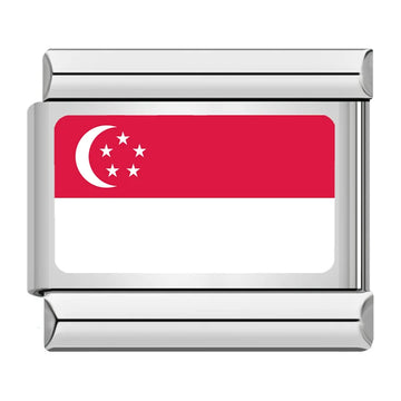 Singapore Country Flag Italian Silver Charm