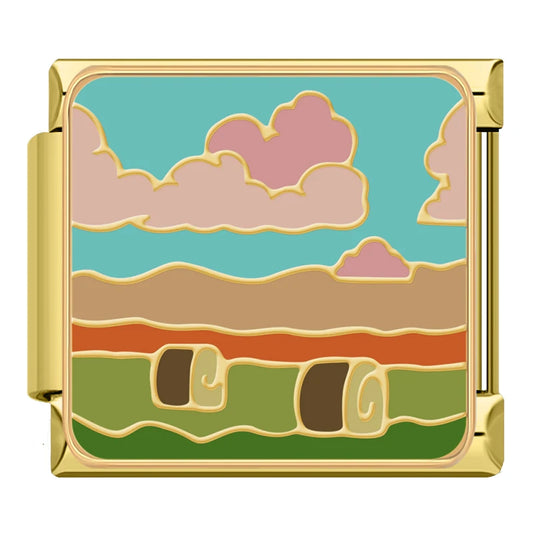 Cloudy Meadow Italian Gold Charm
