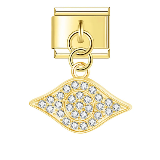 Evil Eye v25 Italian Dangle Gold Charm