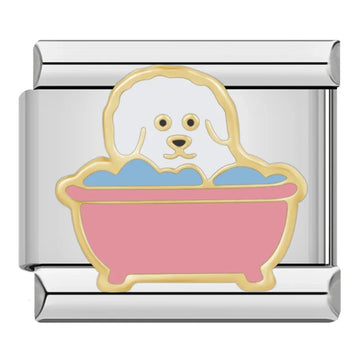 Dog A Bath Italian Silver Charm