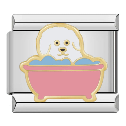 Dog A Bath Italian Silver Charm
