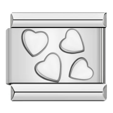White Hearts Italian Silver Charm