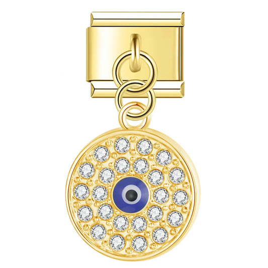 Evil Eye v22 Italian Dangle Gold Charm