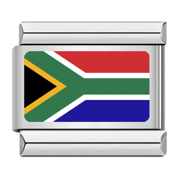 South Africa Country Flag Italian Silver Charm
