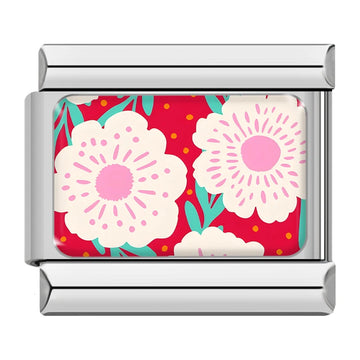 White Cherry Blossom Italian Silver Charm