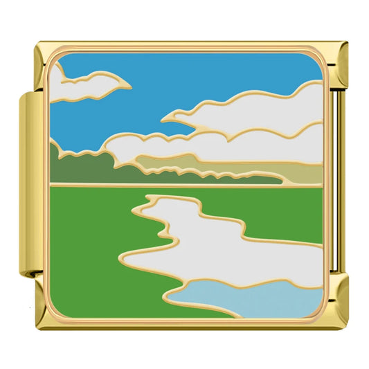 River And Sky Italian Gold Charm