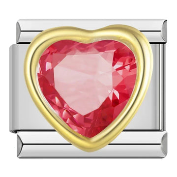 Red Heart Stone Italian Silver Charm