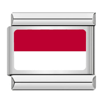Indonesia Country Flag Italian Silver Charm