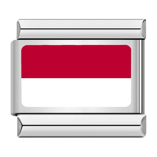 Indonesia Country Flag Italian Silver Charm