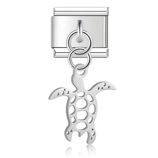 Sea Turtle Italian Dangle Silver Charm