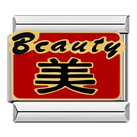 Beauty English and Chinese Character Italian Silver Charm