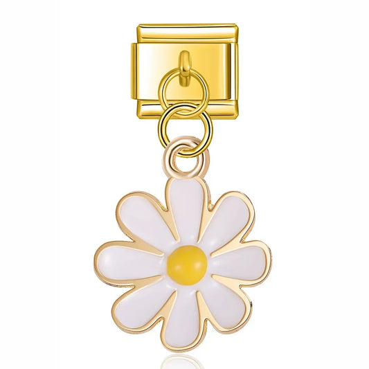 Daisy Pendant Italian Dangle Gold Charm