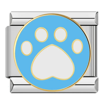 Sea Blue Paw Print Italian Silver Charm