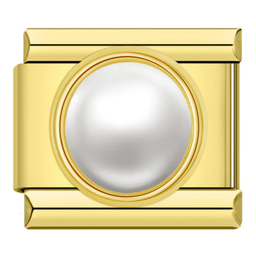 White Pearl Italian Gold Charm