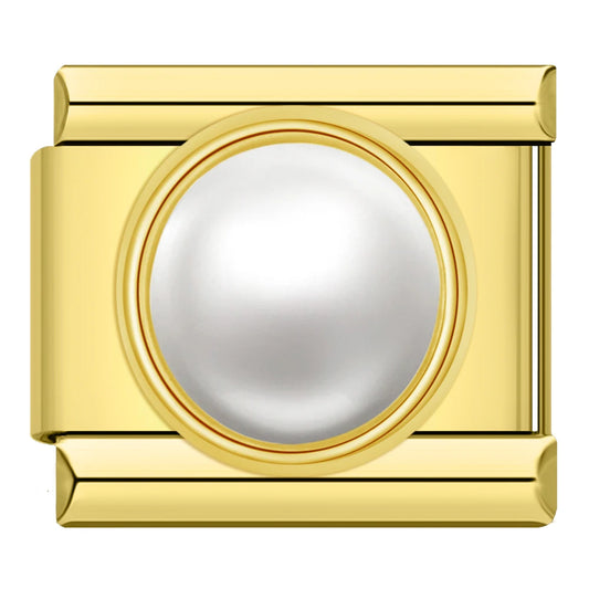 White Pearl Italian Gold Charm
