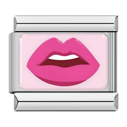 Pink Lip Italian Silver Charm