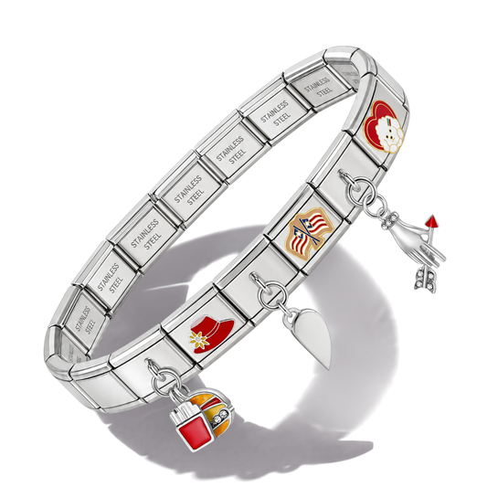 United States of America Flag v1 Silver Bracelet